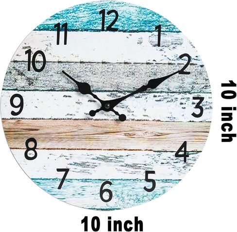 Wall Clock, Coastal Blue Wall Clocks Battery Operated Silent Non-Ticking, Small Nautical Rustic Quite Clocks for Living Room, Kitchen, Bedroom, Home (10 Inch) in Saudi Arabia