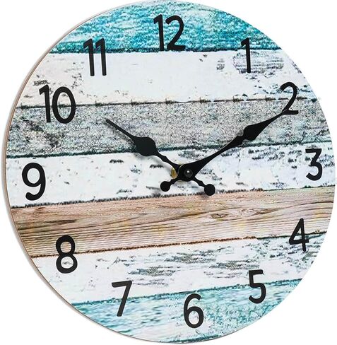 Wall Clock, Coastal Blue Wall Clocks Battery Operated Silent Non-Ticking, Small Nautical Rustic Quite Clocks for Living Room, Kitchen, Bedroom, Home (10 Inch) in Saudi Arabia