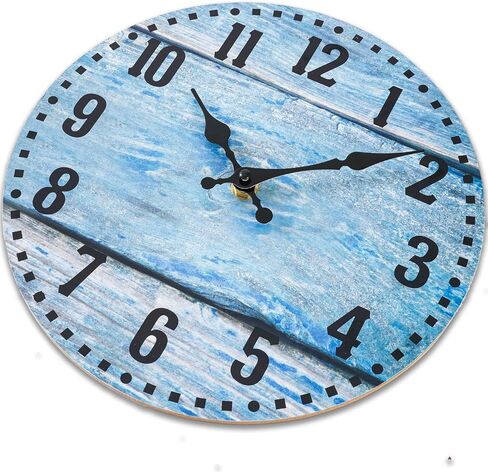 Wall Clock, Coastal Blue Wall Clocks Battery Operated Silent Non-Ticking, Small Nautical Rustic Quite Clocks for Living Room, Kitchen, Bedroom, Home (10 Inch) in Saudi Arabia