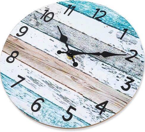 Wall Clock, Coastal Blue Wall Clocks Battery Operated Silent Non-Ticking, Small Nautical Rustic Quite Clocks for Living Room, Kitchen, Bedroom, Home (10 Inch) in Saudi Arabia