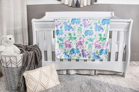 Top Tots Deluxe Minky Baby Blanket - Baby Dinosaurs, 40 x 29 Inch Green in Saudi Arabia