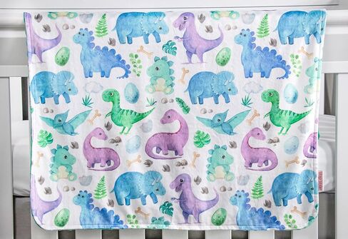Top Tots Deluxe Minky Baby Blanket - Baby Dinosaurs, 40 x 29 Inch Green in Saudi Arabia
