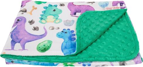 Top Tots Deluxe Minky Baby Blanket - Baby Dinosaurs, 40 x 29 Inch Green in Saudi Arabia