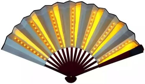 12V10 بوصة (طول 60 * 30 سم، 93 جم) مع سلك مخفي LED مروحة يد صينية قابلة للطي أداء مسرحي وحفلات أعياد الميلاد وحفلات الزفاف وديكور المنزل وملهى ليلي مروحة دعامة ضوء الفلورسنت (أزرق) in Saudi Arabia