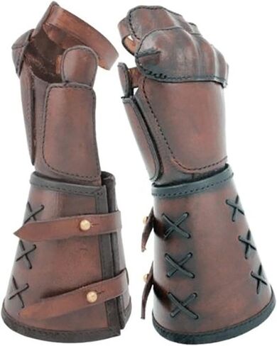 Faux Leather Arm Bracer Adjustable Buckles Medieval Clamshell Gauntlets Guard Knight Armour Warrior Gloves 2Pack in Saudi Arabia