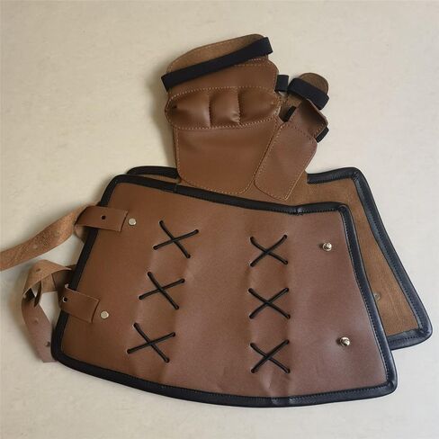 Faux Leather Arm Bracer Adjustable Buckles Medieval Clamshell Gauntlets Guard Knight Armour Warrior Gloves 2Pack in Saudi Arabia