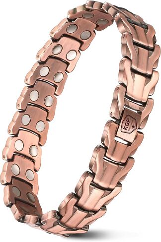 KGP Double-Row Copper Magnetic Bracelets with Strength Healing Magnets for Arthritis Pain, 99.99% Pure Copper Magnet Bracelet for Men Women, Adjustable Magnetic Therapy Copper Bracelet Jewelry Gift in Kuwait