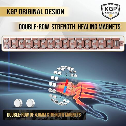 KGP Double-Row Copper Magnetic Bracelets with Strength Healing Magnets for Arthritis Pain, 99.99% Pure Copper Magnet Bracelet for Men Women, Adjustable Magnetic Therapy Copper Bracelet Jewelry Gift in Kuwait