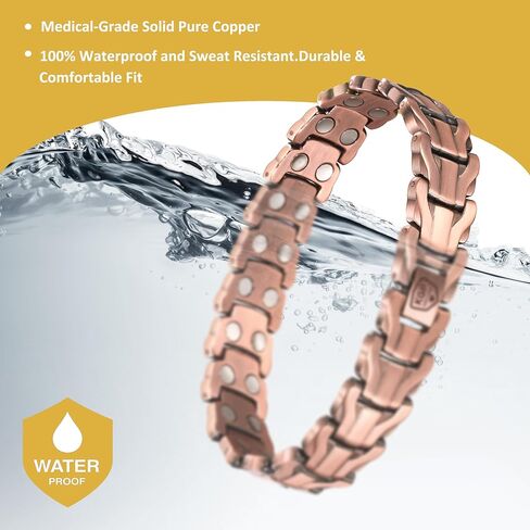 KGP Double-Row Copper Magnetic Bracelets with Strength Healing Magnets for Arthritis Pain, 99.99% Pure Copper Magnet Bracelet for Men Women, Adjustable Magnetic Therapy Copper Bracelet Jewelry Gift in Kuwait