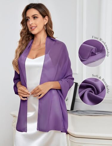 Bbonlinedress شال شيفون ملفوف لفستان السهرة الزفاف الباشمينا وشاح الزفاف شالات لفستان وصيفة العروس والحفلات الراقصة in Kuwait