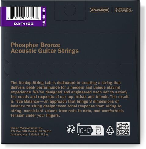 JIM DUNLOP DAP1356 Acoustic Phosphor Bronze Guitar Strings, Medium, .013–.056, 6 Strings/Set in Saudi Arabia