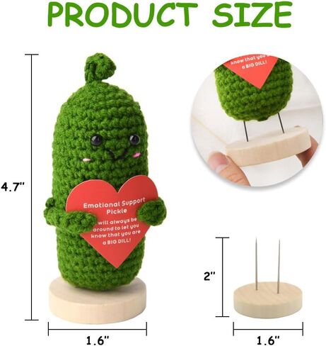 كروشيه الدعم العاطفي، دمية كروشيه صغيرة مصنوعة يدويًا من الخيار، ديكور منزلي صغير لطيف، هدايا حياكة للنساء والأصدقاء (صبي مخلل) in Kuwait
