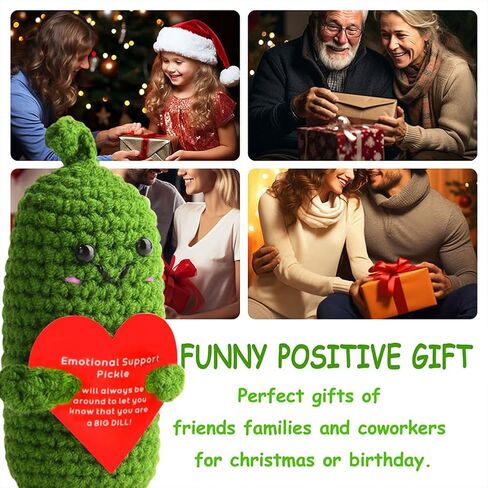 كروشيه الدعم العاطفي، دمية كروشيه صغيرة مصنوعة يدويًا من الخيار، ديكور منزلي صغير لطيف، هدايا حياكة للنساء والأصدقاء (صبي مخلل) in Kuwait