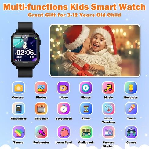 Kids Smart Watch, Smart Watch for Girls 3-14 Year Old, 30 Puzzle Games, Touch Screen, HD Camera, Music Video Toy with Flashlight, Educational Toys Birthday Gifts for Girls Boys Ages 7 8 9 10 Pink in Saudi Arabia