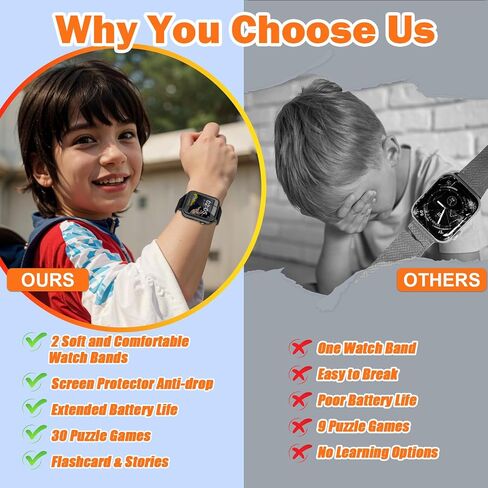 Kids Smart Watch, Smart Watch for Girls 3-14 Year Old, 30 Puzzle Games, Touch Screen, HD Camera, Music Video Toy with Flashlight, Educational Toys Birthday Gifts for Girls Boys Ages 7 8 9 10 Pink in Saudi Arabia