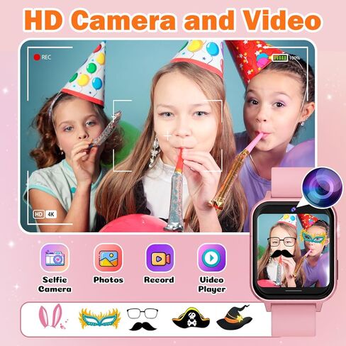 Kids Smart Watch, Smart Watch for Girls 3-14 Year Old, 30 Puzzle Games, Touch Screen, HD Camera, Music Video Toy with Flashlight, Educational Toys Birthday Gifts for Girls Boys Ages 7 8 9 10 Pink in Saudi Arabia