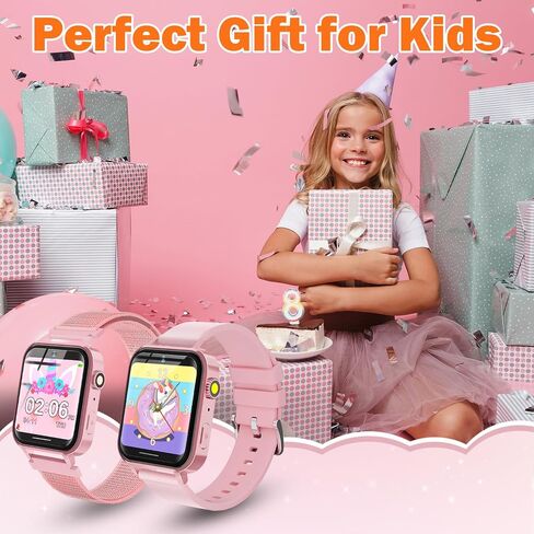 Kids Smart Watch, Smart Watch for Girls 3-14 Year Old, 30 Puzzle Games, Touch Screen, HD Camera, Music Video Toy with Flashlight, Educational Toys Birthday Gifts for Girls Boys Ages 7 8 9 10 Pink in Saudi Arabia