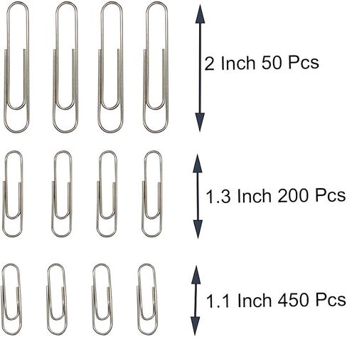 Paper Clips, Assorted Size 700pcs Sliver Paper Clips Holder for Sheets Files Office School and Personal Document Files Organizing (3 Size, Silver) in Saudi Arabia