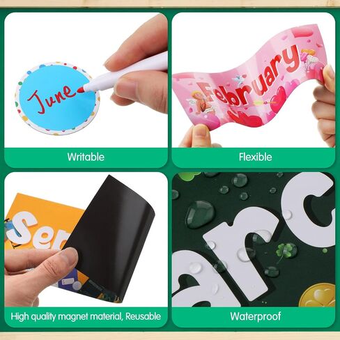 Geyee 52 Pcs Magnetic Holiday Monthly Headliners Include 12 Months of The Year Headers Seasonal Bulletin Board Border 31 Writable Round Confetti Accents 7 Rectangle Label(Boho) in Saudi Arabia