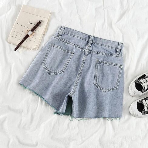 المرأة عالية الخصر خمر زر الجبهة الدنيم Skort السراويل الصيف اللون كتلة جينس قصير مع جيوب in Kuwait