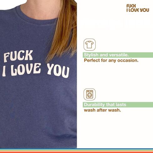 F*ck I Love You Womens Top - Graphic Tees for Women | Pima Cotton Top | Soft Crewneck | Classic Fit in Saudi Arabia