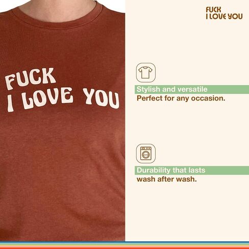 قميص F*ck I Love You للسيدات - تي شيرتات جرافيك للنساء | توب قطن بيما | رقبة مستديرة ناعمة | كلاسيكي ملائم in Saudi Arabia