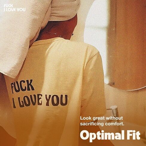قميص F*ck I Love You للسيدات - تي شيرتات جرافيك للنساء | توب قطن بيما | رقبة مستديرة ناعمة | كلاسيكي ملائم in Saudi Arabia