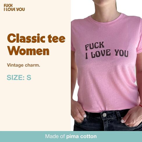F*ck I Love You Womens Top - Graphic Tees for Women | Pima Cotton Top | Soft Crewneck | Classic Fit in Saudi Arabia