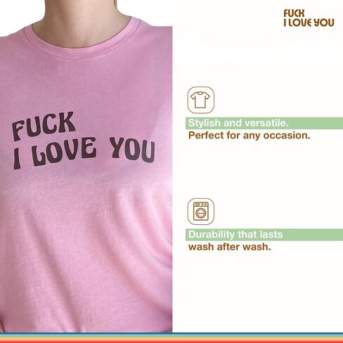 F*ck I Love You Womens Top - Graphic Tees for Women | Pima Cotton Top | Soft Crewneck | Classic Fit in Saudi Arabia