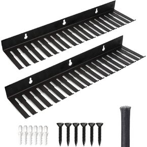 2 Pcs Cable Storage Organizer with 19 Cable Slots Cable Holder 14" Cable Rack Wall Mountable Cable Hanger