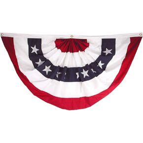 Super Tough Stars and Stripes Pleated Fan - Double Sided Polyester - 27in x 54in