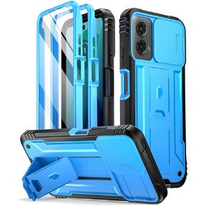 Poetic Revolution Case for Motorola Moto G 5G 6.5" (2022), [6FT Mil-Grade Drop Tested], Full-Body Rugged Dual-Layer Shockproof Protective Cover with Kickstand and Built-in-Screen Protector, Black
