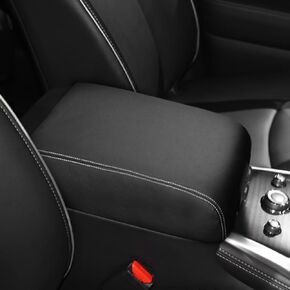 DEYTOP Center Console Cover for Nissan Pathfinder 2013-2021 Armrest Cover for Infiniti QX60 2013-2016 Accessories Anti-Scratch Leather Armrest Pad Protector (Black Stitches)