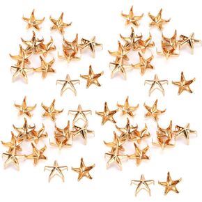 Zerodis FiveJaw Star Rivets, 10MM Star Claw Nails Nailhead Punk Rivets DIY Bags Hats Decoration, 200Pcs Star Rivets Leathercraft RivetsLeathercraft(Gold)