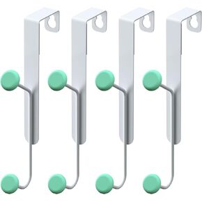 Over The Door Hooks, Door Hanger Hook for Hanging Hats, Coats, Towels, and Robes, 4-Pack Door Hooks - White and Green