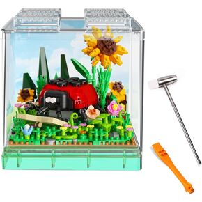 Flower & Insect Bouquets Building Toys - 801 PCS Bee Micro Building Blocks Kit with Dust Cover, Preserved Flower Home Decor Christmas New Year Birthday Great Gift for Mom/Lover/Women (Bee)