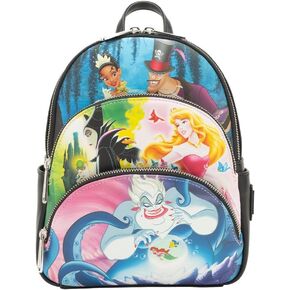 Loungefly Disney Princesses vs Villains Triple Pocket Womens Backpack