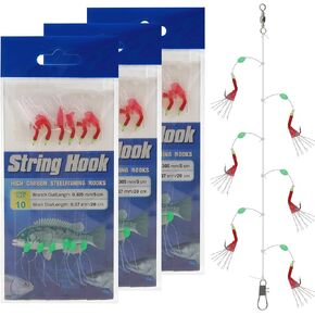 Fishing Bait Rigs,4 Packs/10 Packs Fishing Lure Rigs with String Hook Fish Skin Glow Fishing Lure Fishing Beads Soft Shrimps Flasher Fishing Rigs for Saltwater Freshwater