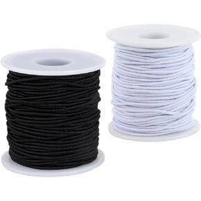 Stretchy String for Bracelets, 2 Rolls 0.8mm,1 mm,1.2mm,1.5mm,330 Feet Sturdy Elastic String Cord for Jewelry Making, Necklaces, Beading and Crafts (White Black (1.0mm))