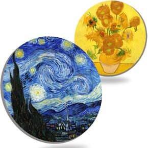 Coasters for Drinks Van Gogh Art Ceramic Coasters - Use 2 Famous Van Gogh Paintings, Unique Housewarming Gifts for New Home Decorative by WOW DING