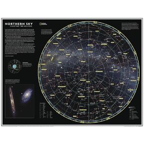 National Geographic Maps: Charting the Heavens, Northern Sky Wall Map - Compact - 21.5 x 16.25 inches - Front Lamination