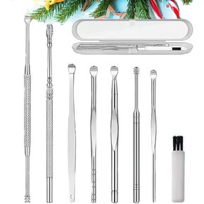 Ear Pick Ear Curette Earwax Pick Removal Tool Kit 8 Pcs, Stainless Steel Ear Hygiene Care Sets with Storage Box