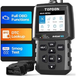 الماسح الضوئي OBD2 TOPDON AL500، قارئ الأكواد، يمكن لضوء محرك فحص السيارة أداة تشخيصية مع 10 وظائف OBD2، إيقاف تشغيل MIL، اختبار مستشعر O2، الوضع 6، اختبار EVAP، قابل للتحديث، بحث DTC in Kuwait
