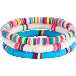 MOLOCH Surfer Heishi Bracelets For Woman Rainbow African Vinyl Beaded Bracelets Lightweight Stackable Layering Handmade Elastic Stretch Bracelet