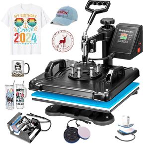 5 in 1 Heat Press Machine for t Shirts Heat Transfer Machine12" X 15"Swing Away Shirt Printing Multifunctional Sublimation Machine Digital Shirt Pressing Machine for Tshirt,Hat,Mug,Plate