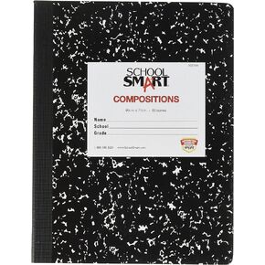 School Smart Hard Cover Ruled Composition Book, 60 Sheets, 9-3/4 x 7-1/2 Inches