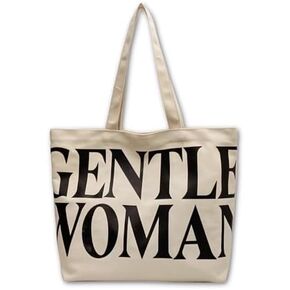 Gentle Woman Tote Bag Canvas Handbags Handheld Shoulder Bag with Zipper Purse Compartment for School Office Travel