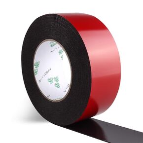 1 Pack PE Foam Double Sided Tape, Waterproof Mounting Adhesive Tape Roll for Doors/Plumbing/HVAC/Windows/Pipes/Construction, Black Tape （4 inch * 33 Ft ）