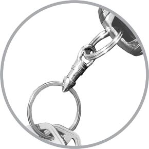 KeySmart KeyConnect Mini Carabiner Clip with Swivel Clasp Lobster Hook - Stainless Steel Small Locking Carabiner Keychain Connector - Swivel Carabiner Keyring for Keys, Lanyard Clips, Small Dog Collar