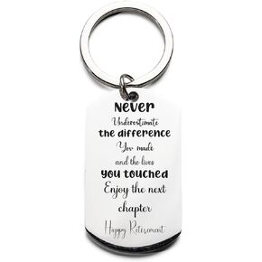 Retirement Gifts for Women, Men, Him, Her, Coworker, Colleague - Funny Gag Retired Gift - Laser Engraved Keychain on 2 Sides - Sweet & Lovely Quote To Coworkers